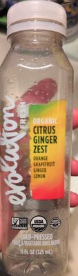 Organic Citrus Ginger Zest Cold-Pressed Fruit & Vegetable Juice Blend, Orange; Grapefruit; Ginger; Lemon