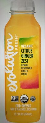 Organic Citrus Ginger Zest Orange Ginger Zest Cold-Pressed Fruit & Vegetable Juice Blend, Citrus Ginger Zest