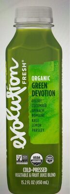 Organic Green Devotion Celery, Cucumber, Spinach, Romaine, Kale, Lemon, Parsley Cold-Pressed Vegetable & Fruit Juice Blend, Green Devotion
