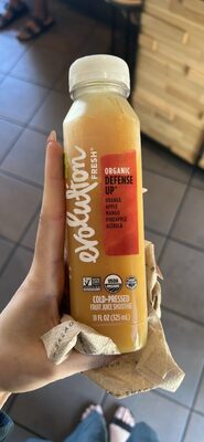 Organic Defense Up Cold-Pressed Fruit Juice Smoothie, Orange; Pineapple; Mango; Apple; Acerola