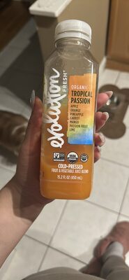 Organic Tropical Passion Apple, Orange, Pineapple, Carrot, Mango, Passion Fruit, Lime Fruits & Vegetable Juice Blend, Tropical Passion