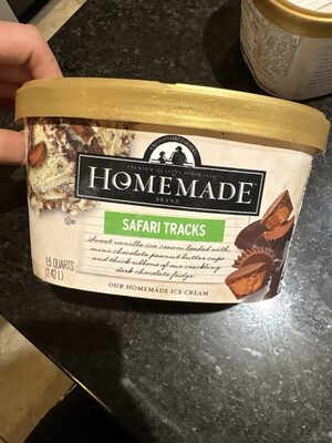 Safari Tracks Sweet Vanilla Ice Cream Loaded With Mini Chocolate Peanut Butter Cups And Thick Ribbons Of Our Crackling Dark Chocolate Fudge, Safari Tracks