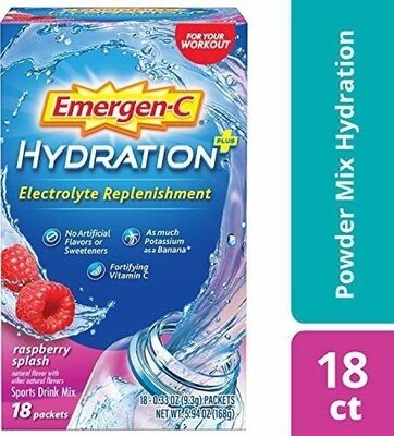 Hydration+ Electrolyte Replenishment As Much Potassium As A Banana, Fortifying Vitamin C Sports Drink Mix Packets, Raspberry Splash, Raspberry Splash