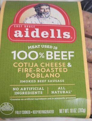 Cotija Cheese & Fire-Roasted Poblano Smoked Beef Sausage, Cotija Cheese & Fire-Roasted Poblano