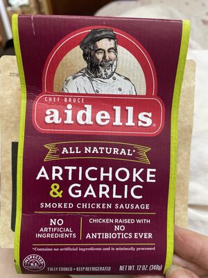 Aidells, Smoked Chicken Sausage, Artichoke & Garlic, Artichoke & Garlic