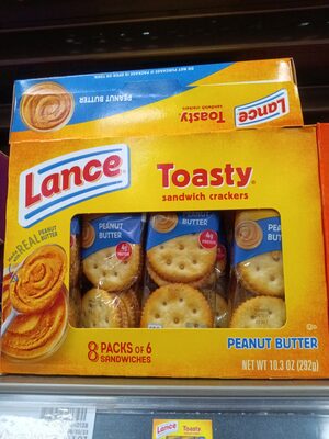 Lance Sandwich Crackers, Toasty Peanut Butter, 8 Individually Wrapped Packs, 6 Sandwiches Each