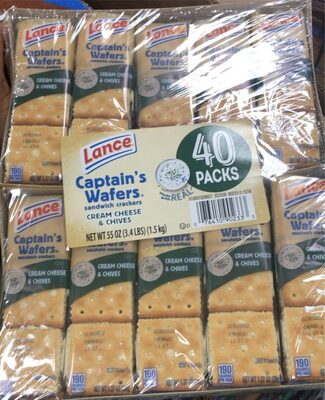 Lance Sandwich Crackers, Captain's Wafers Cream Cheese and Chives, 40 Packs, 6 Sandwiches Each