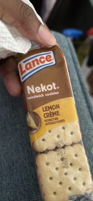 Lance Sandwich Cookies, Nekot Lemon Creme, Individual Snack Pack, 6 Sandwiches
