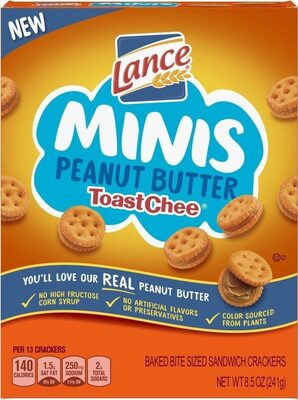 Minis Peanut Butter Baked Bite Sized Sandwich Crackers, Peanut Butter