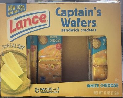Lance Sandwich Crackers, Captain's Wafers White Cheddar, 8 Individual Packs, 6 Sandwiches Each