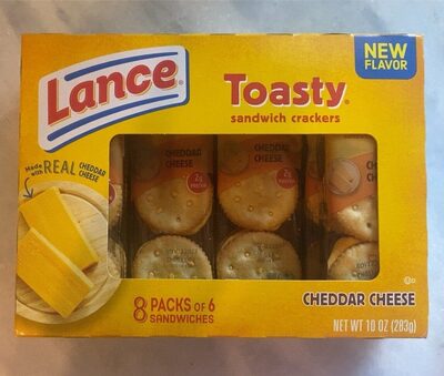Lance Sandwich Crackers, Toasty Cheddar, 8 Individually Wrapped Packs, 6 Sandwiches Each
