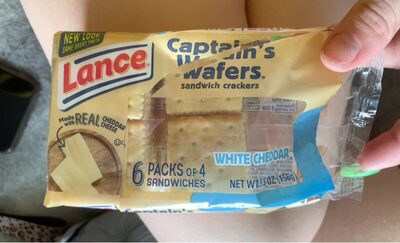 Lance Sandwich Crackers, Captain's Wafers White Cheddar, 6 Packs, 4 Sandwiches Each