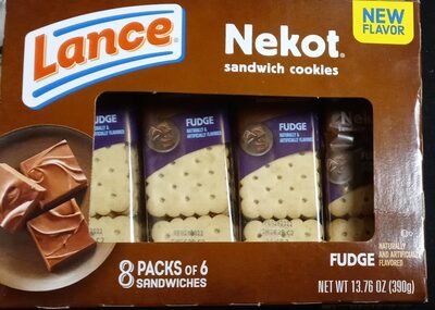 Lance Sandwich Cookies, Nekot Fudge, 8 Individually Wrapped Packs, 6 Sandwiches Each