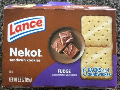 Lance Sandwich Cookies, Nekot Fudge, 6 Individually Wrapped Packs, 4 Sandwiches Each