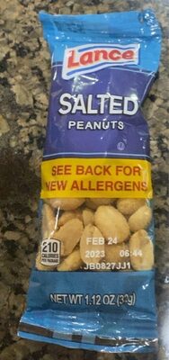 Lance Salted Peanuts, Snack Bag, 1.12 Oz