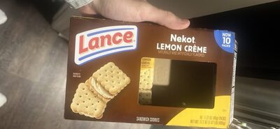 Lance Sandwich Cookies, Nekot Lemon Creme, 10 Individually Wrapped Packs, 6 Sandwiches Each