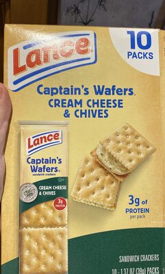 Lance Sandwich Crackers, Captain's Wafers Cream Cheese and Chives, 10 Packs, 6 Sandwiches Each