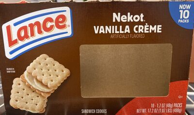 Lance Sandwich Cookies, Nekot Vanilla Creme, 10 Individually Wrapped Packs, 6 Sandwiches Each