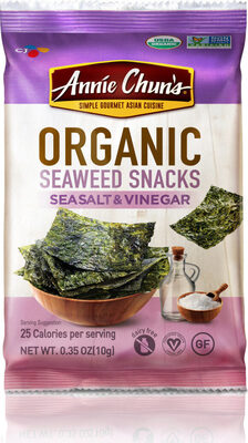 Organic Sea Salt & Vinegar Seaweed Snacks, Sea Salt & Vinegar