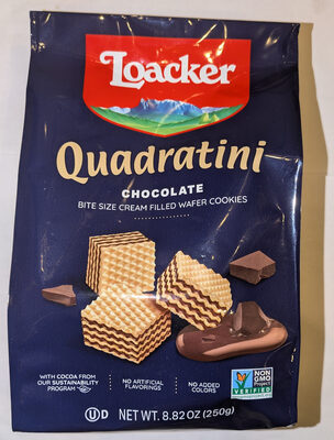 Chocolate Quadratini Bite Size Cream Filled Wafer Cookies, Chocolate