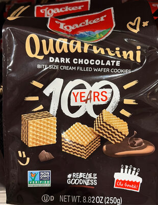 Quadratini Dark Chocolate Bite Size Wafer Cookies, Dark Chocolate