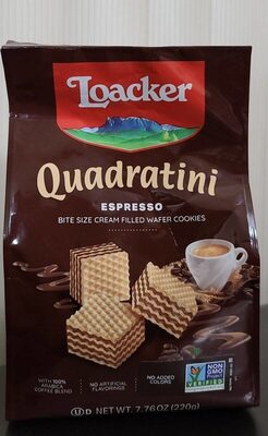 Espresso Quadratini Bite Size Cream Filled Wafer Cookies, Espresso