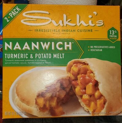 Veggie Turmeric Melt Carrots, Peas And Potatoes Mixed In A Cheesy Tomato Turmeric Sauce, Handwrapped In Naan Naanwich, Veggie Turmeric Melt