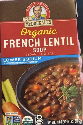 Organic Lower Sodium Soup, French Lentil