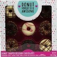 Strawberry Creme, Caramel Creme, Vanilla Creme And Chocolate Creme Donut Shaped Belgian Chocolates, Strawberry Creme, Caramel Creme, Vanilla Creme And Chocolate Creme