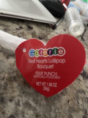 Fruit Punch Flavored Red Hearts Lollipop Bouquet, Fruit Punch