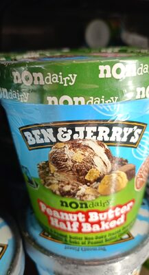 Peanut Butter Half Baked Chocolate & Peanut Butter Non-Dairy Frozen Dessert With Fudge Brownies & Gobs Of Peanut Butter Cookie Dough, Peanut Butter Half Baked