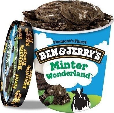 Minter Wonderland Dark Chocolate Mint Ice Cream With Marshmallow Swirls & Chocolate Cookie Swirls, Minter Wonderland