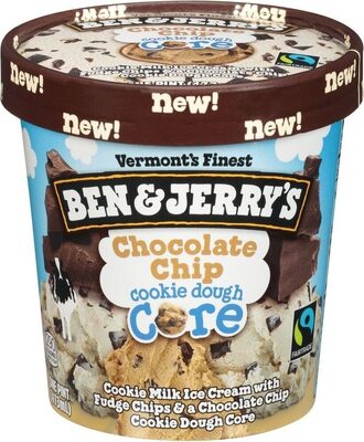 Chocolate Chip Cookie Dough Cookie Milk Ice Cream With Fudge Chips & A Chocolate Chip Cookie Dough Core, Chocolate Chip Cookie Dough