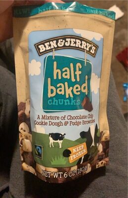 Half Baked A Mixture Of Chocolate Chip Cookie Dough & Fudge Brownies Chunks, Half Baked