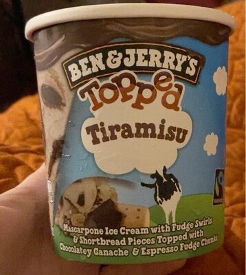 Tiramisu Mascarpone Ice Cream With Coffee Fudge Swirls & Shortbread Cookies Topped With Chocolatey Ganache & Espresso Fudge Chunks, Tiramisu