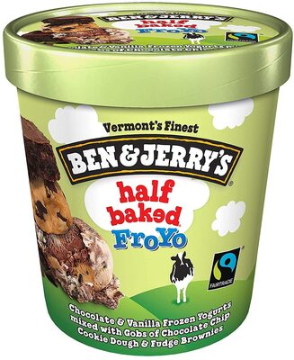 Half Baked Froyo Chocolate & Vanilla Frozen Yogurts Mixed With Gobs Of Chocolate Chip Cookie Dough & Fudge Brownies, Half Baked Froyo