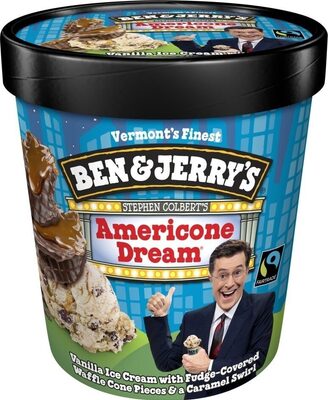 Americone Dream Vanilla Ice Cream With Fudge-Covered Waffle Cone Pieces & A Caramel Swirl, Americone Dream