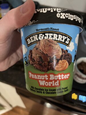 Peanut Butter World Milk Chocolate Ice Cream With Peanut Buttery Swirls & Chocolate Cookie Swirls, Peanut Butter World