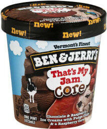 That's My Jam Core Chocolate & Raspberry Ice Creams With Fudge Chips & A Raspberry Core, That's My Jam Core