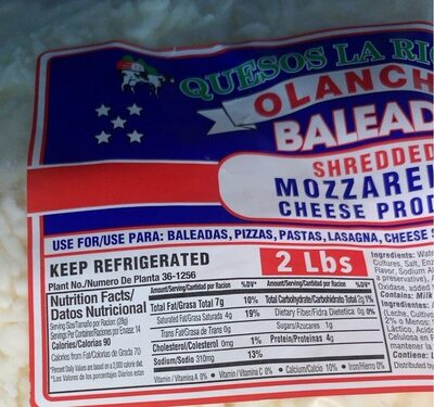 Baleada Shredded Mozzarella Cheese, Baleada