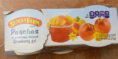 Peaches In Flavored Strawberry Gel, Peaches