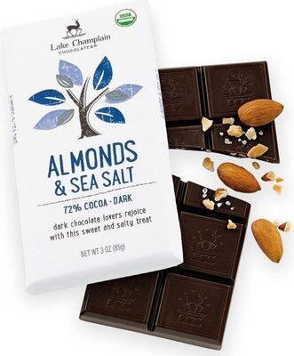 Lake Champlain Chocolates, Organic Extra-Dark Chocolate, Almonds & Sea Salt, Almonds & Sea Salt