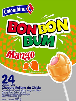 Mango Flavored With Bubble Gum Lollipops, Mango