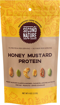 Honey Mustard Glazed Almonds, Cashews, And Pecan Pieces, Pepitas, Peanuts, Dried Edamame Protein, Honey Mustard