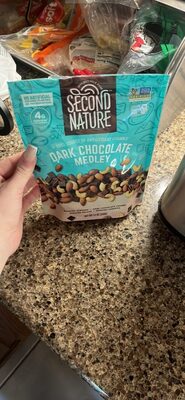 Dark Chocolate Roasted Almonds, Dark Chocolate Chunks, Roasted Pecans, Roasted Cashews Medley, Dark Chocolate