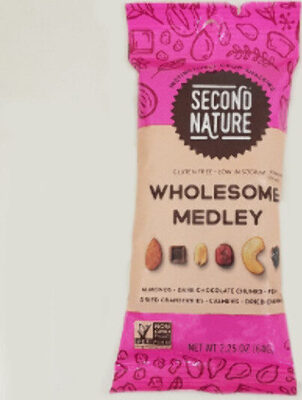 Wholesome Medley, Almonds, Dark Chocolate Chunks, Peanuts, Dried Cranberries, Cashews, Dried Cherries