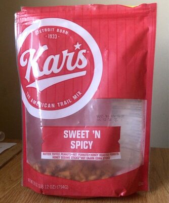 Sweet 'N Spicy Butter Toffee Peanuts, Hot Peanuts, Honey Roasted Peanuts, Honey Sesame Sticks, Hot Cajun Corn Sticks Trail Mix, Sweet 'N Spicy