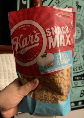 Zesty Ranch Cashews, Corn Nuggets, Sunflower Kernels, Pretzel Twists Snack Max Trail Mix, Zesty Ranch