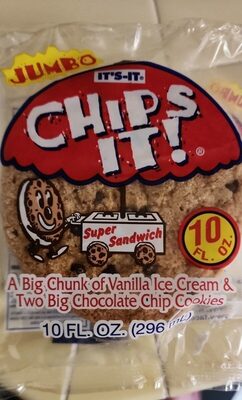 Big Chunk Of Vanilla Ice Cream & Two Big Chocolate Chip Cookies, Vanilla Chocolate Chip