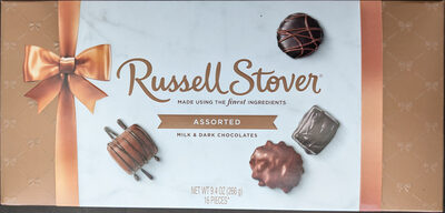 Assorted Milk & Dark Chocolates, Caramel; Peanut Cluster; Pecan Delight; Truffle; Almonds; Nut Caramel; Cluster; Toffee; Strawberry; Raspberry